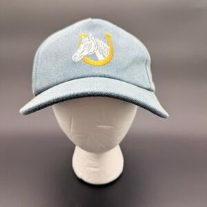 Seager Denim Horse Head Horseshoe Logo Adjustable Hat Cap Light Wash Blue NWT